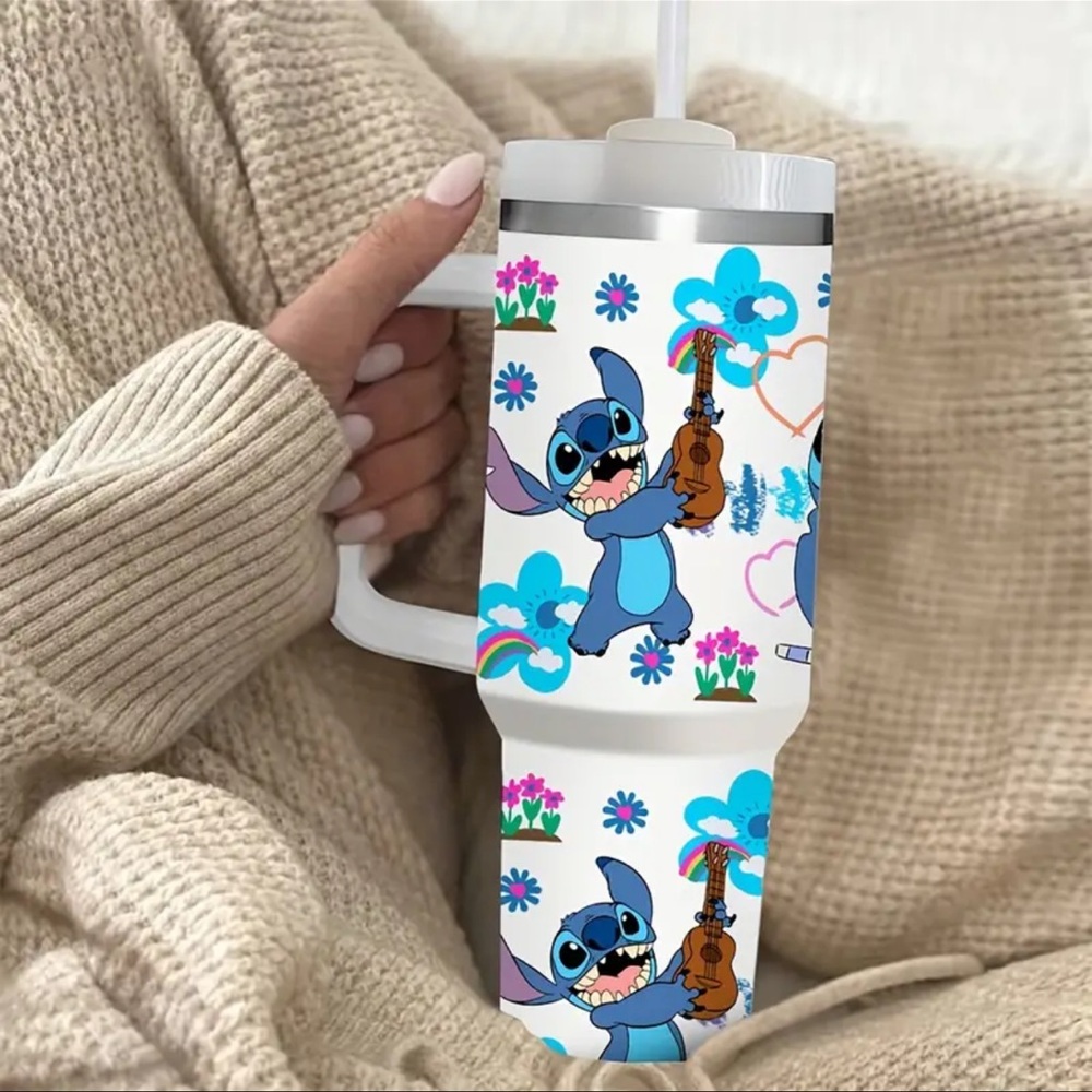 Stainless Steel Tumbler with Blue Cartoon Design